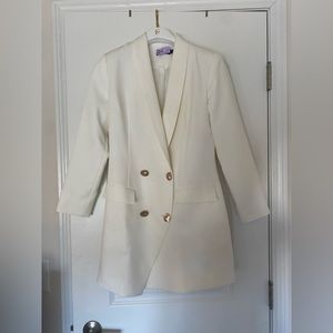 PrettyLittleThing White Gold Blazer Dress